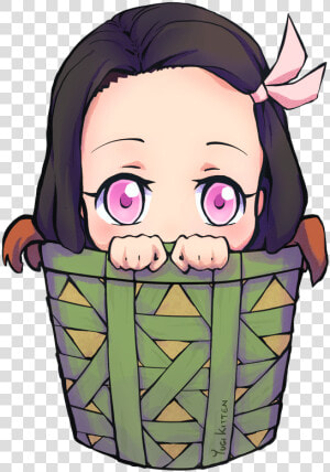  kimetsunoyaiba  demonslayer  nezuko  tanjiro  zenitsu   Nezuko In Basket Chibi  HD Png Download