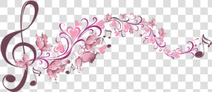 Music Musicnotes Notes Pink   Music Notes With Flowers  HD Png Download