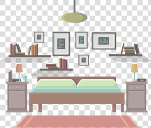 Bedroom Drawing Furniture   Living Room Cartoon Bed Drawing  HD Png Download