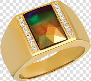 Jay 14k Yellow Gold Diamond Ring By Korite Ammolite  HD Png Download