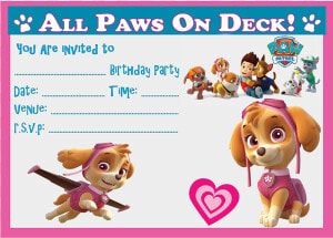 Birthday Party Paw Patrol Skye Invitations  HD Png Download