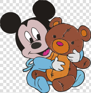 Baby Mickey Mouse And Toy Bear Embroidery Design Clipart   Mickey Mouse And Bear  HD Png Download