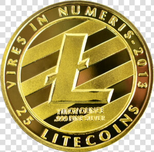 Ten Collectors Coins Litecoin Gold   Emblem  HD Png Download