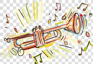 Color Drawing Music   Clipart Simple Trumpet Drawing  HD Png Download