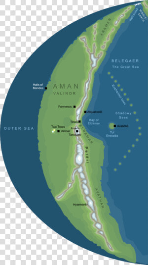 Map Of Aman   Araman Map Middle Earth  HD Png Download