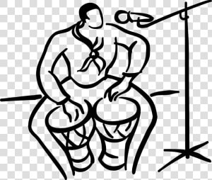 Vector Illustration Of Musician Sings And Plays The   Drawing Of Someone Playing Bongos  HD Png Download