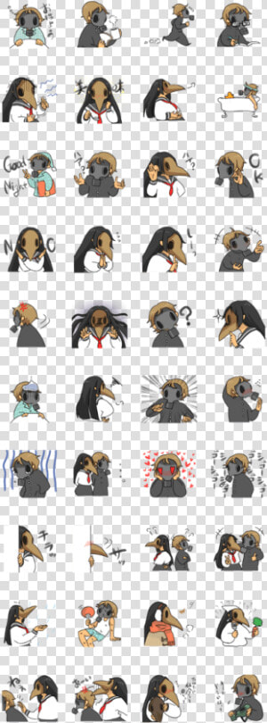 Gas Mask Boy And Plague Doctor Mask Girl   Shirokuma Cafe Line Stickers  HD Png Download