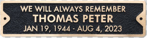 Bronze Memorial Plaque For Bench   Agricultural Engineering  HD Png Download