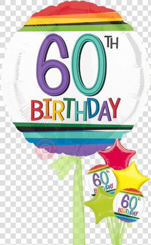 Inflated Num 60 Rainbow 60th Birthday Balloons   60th Balloon Cartoon  HD Png Download