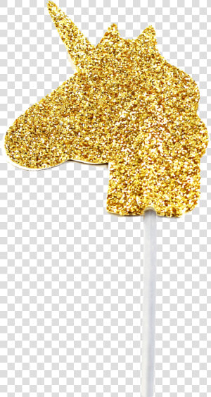 Glitter Cupcake Toppers   M556 Gold Glitter Unicorn  HD Png Download