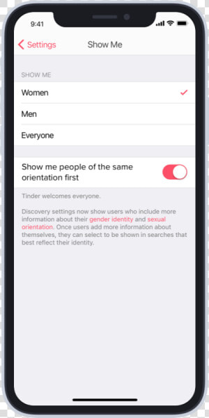 Discovery Preferences   Tinder Discovery Sexual Orientation  HD Png Download