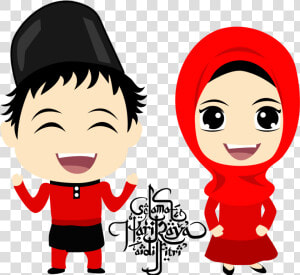 Muslim Katoon Pinterest Eid   Selamat Hari Raya Cartoon  HD Png Download