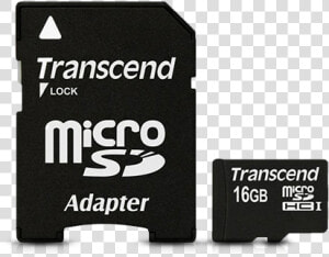 16gb Microsd Transcend Sd Adapter   Micro Sd  HD Png Download