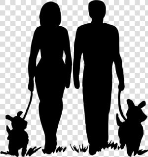 Standing human Behavior silhouette   Man Woman Dog Silhouette  HD Png Download