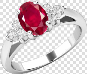 Ruby And Diamond Ring For Women In 18ct White Gold   White Gold Ring With Pink Sapphire  HD Png Download