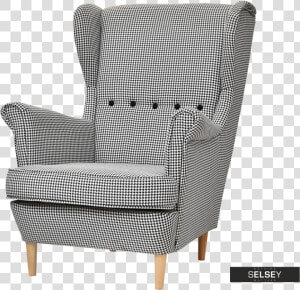 Mallmon Armchair With Houndstooth Pattern   Ikea Sessel Braun Leder  HD Png Download