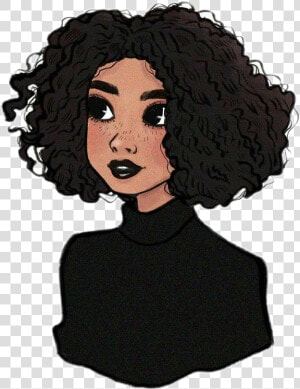 Girl Draw Black Curlyhair   Curly Hair Girl Drawing  HD Png Download