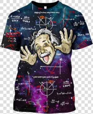 Albert Einstein Thinking Outerspace Custom T shirt   3d Mikiny  HD Png Download