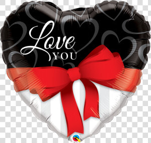 Love You Red Ribbon 36 Inch Heart Shape 21656 A30   Love You Qualatex Balloon  HD Png Download