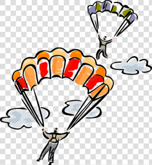 Vector Illustration Of Skydiving Skydiver Parachutists  HD Png Download