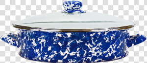 Cb80 Cobalt Blue Swirl Large Saute Pan   Golden Rabbit Enamelware  HD Png Download