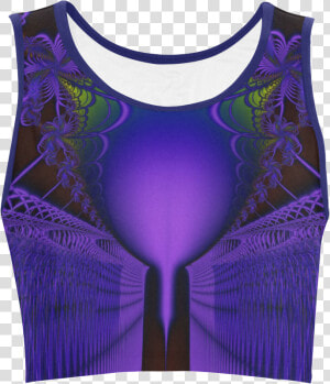 Blue And Purple Fractal Lace And Shield Women S Crop   Black And Purple Crop Top  HD Png Download