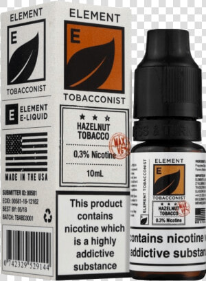 Element 10ml Hazelnut Tobacco   Chocolate Tobacco Element  HD Png Download