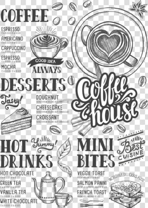 Shop Coffee Hamburger Tea Menu Cafe Clipart   Coffee Menu Free Vector  HD Png Download