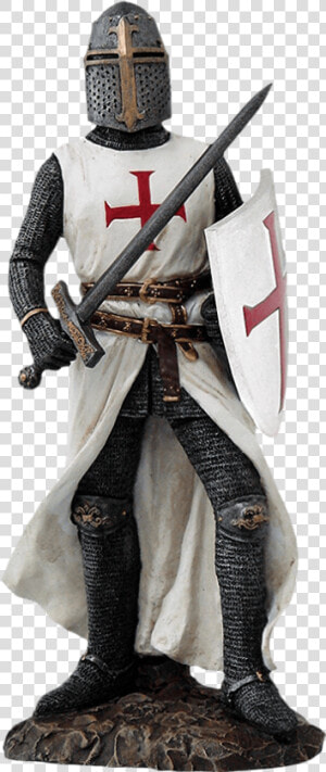 Crusader Knight With Sword And Shield Statue  HD Png Download