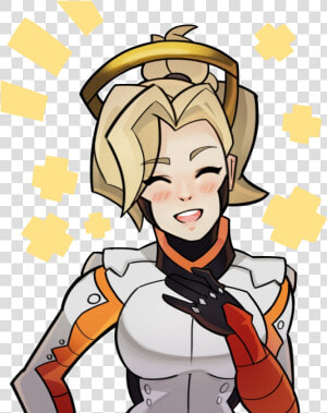 Cartoon Mercy Overwatch   Overwatch Mercy Face Art  HD Png Download