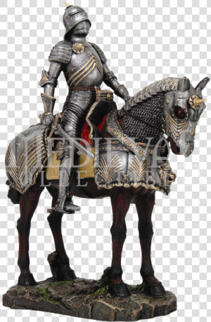 Medieval Knight And Warhorse Statue   Medieval Knight On Horse  HD Png Download