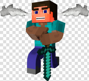 Minecraft Steve Png   Minecraft Steve Holding Diamond Sword  Transparent Png