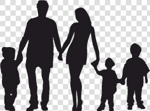 Extended Family Child Marriage Divorce   Family Of 5 Silhouette  HD Png Download