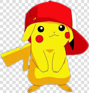  pikachu  pokemon  kawaii   Pikachu In Ash Cap  HD Png Download