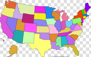 Colored Blank Us Map   Png Download  Transparent Png