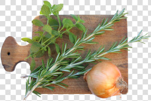 Cutting Board  Spices  Rosemary  Onion   Spice Plants  HD Png Download