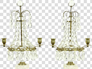 Pair 1900 Antique Candelabra  Marble  Brass  amp  Crystal   Earrings  HD Png Download