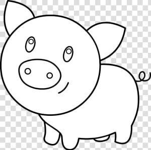 Pig Clipart Face   Pig Cartoon Black And White  HD Png Download