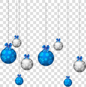 Blue And White Hanging Christmas Balls Png   Christmas Blue Ball Png  Transparent Png