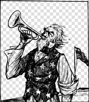 Uncle Sam With Bugle Clip Arts   Desenho De Soldado Tocando Corneta  HD Png Download