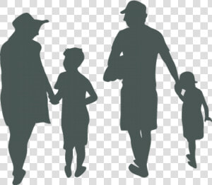 Silhuouette Of Two Adults And Two Children Holding   Silhouette  HD Png Download