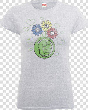 Marvel Avengers Hulk Flower Fist Women S T shirt   Active Shirt  HD Png Download