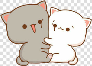  freetoedit  cute  kawaii  cat  couple  love  hug  affection   Kawaii Cute Cat Drawing  HD Png Download