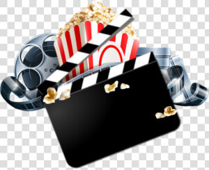  movie  movies  popcorn  film  filmstrip  filmreel   Movie Reel And Popcorn Clipart  HD Png Download