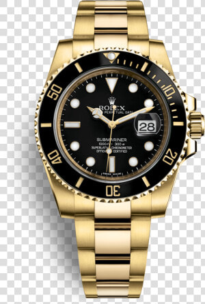 Submariner Watch Rolex Gold Colored Free Transparent   Rolex Submariner Date Oro  HD Png Download