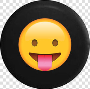 Smiling Tongue Out Teasing Text Emoji Face   Happy Emoji Black Background  HD Png Download