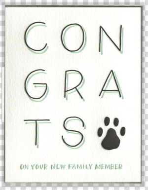 New Pet Congrats Letterpress Greeting Card   Paw  HD Png Download