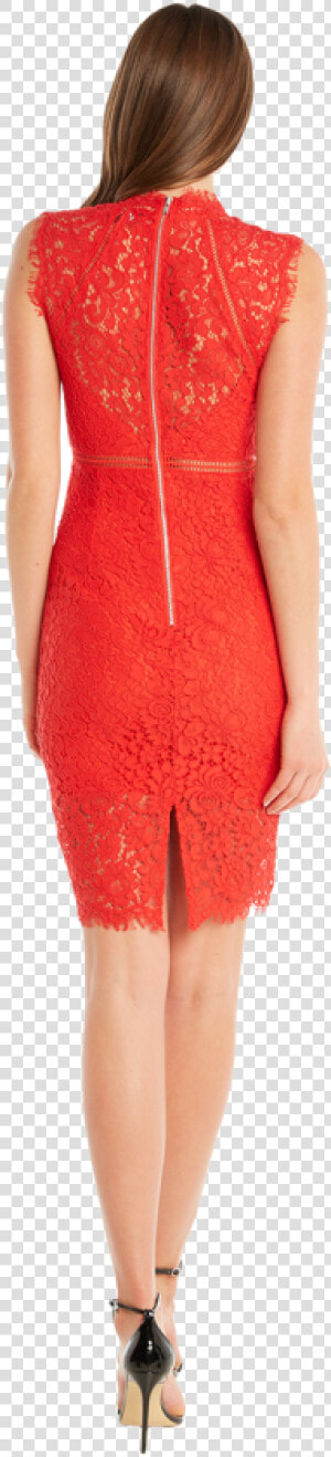 Lace Panel Dress In Colour High Risk Red   Cocktail Dress  HD Png Download