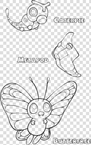 Pokemon Coloring Pages Butterfree Caterpie Line Page   Caterpie Coloring Page  HD Png Download