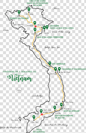 Carte Vietnam Sud Itinéraire  HD Png Download